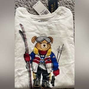 Polo Ralph Lauren Girls' Polo Bear Cotton Long-Sleeve Tee - Large